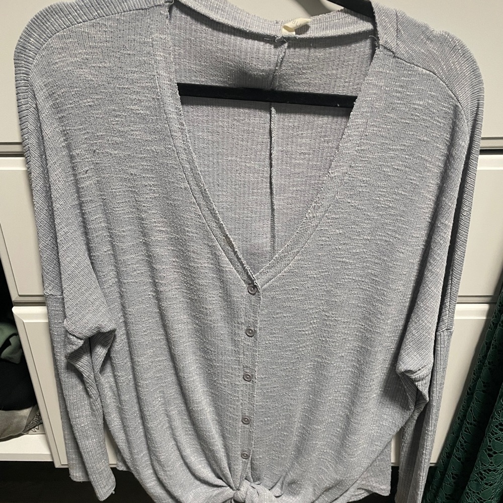 Blue tie front top